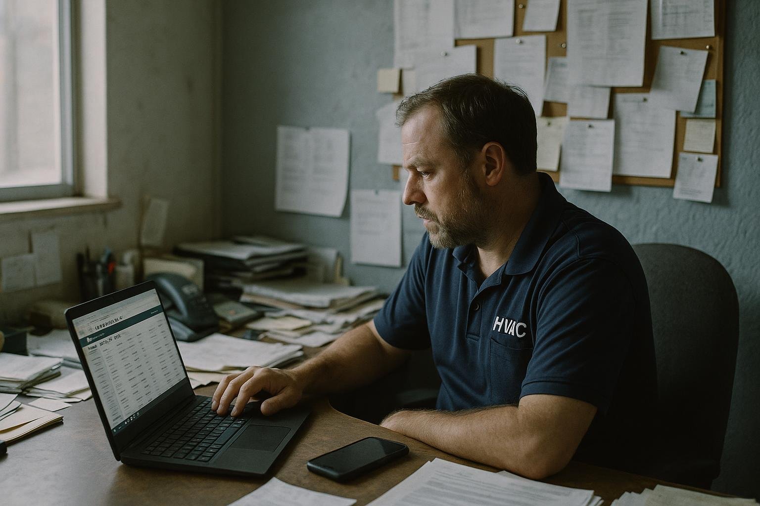 HVAC dispatcher reviewing new jobs created via hvac jobber integration with AI call handling