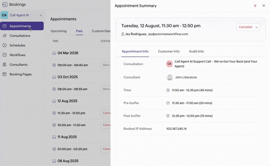Appointments Booked → Straight to Zoho