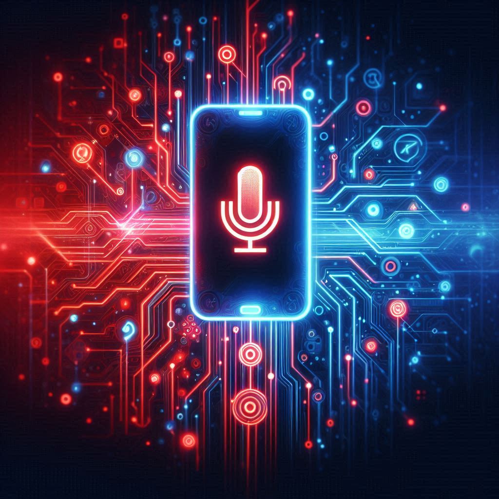 Futuristic red and blue themed cover image representing AI voice automation. A glowing digital phone icon connected to circuit-like neural pathways and data nodes, symbolizing agentic AI. Modern, sleek, professional blog header style. No humans.